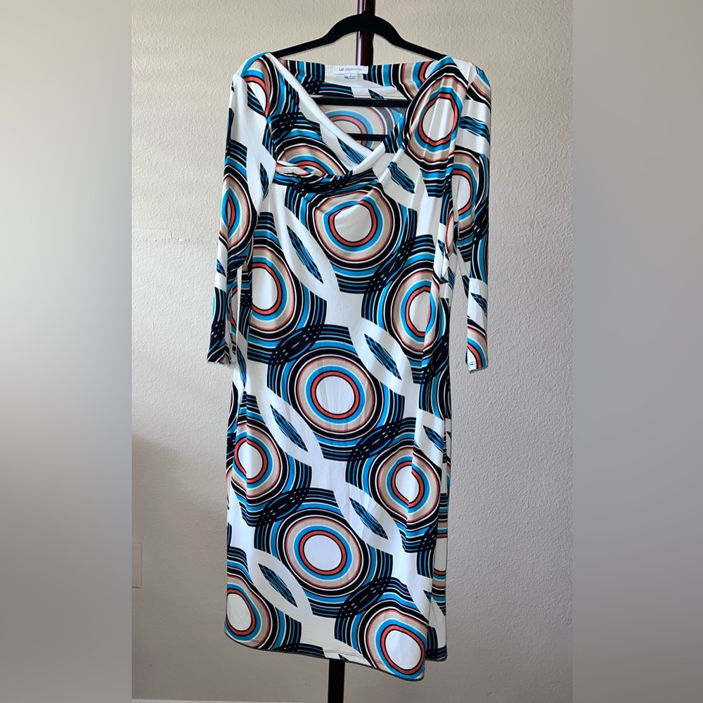 Liz Claiborne Circular Pattern Dress - Black, Blue, White